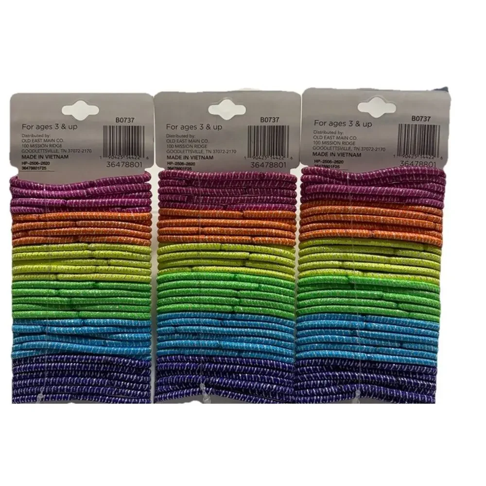 Studio Selection Kids Hair Elastics Lot of 3 96 Ct Rainbow No Damage Ponytail